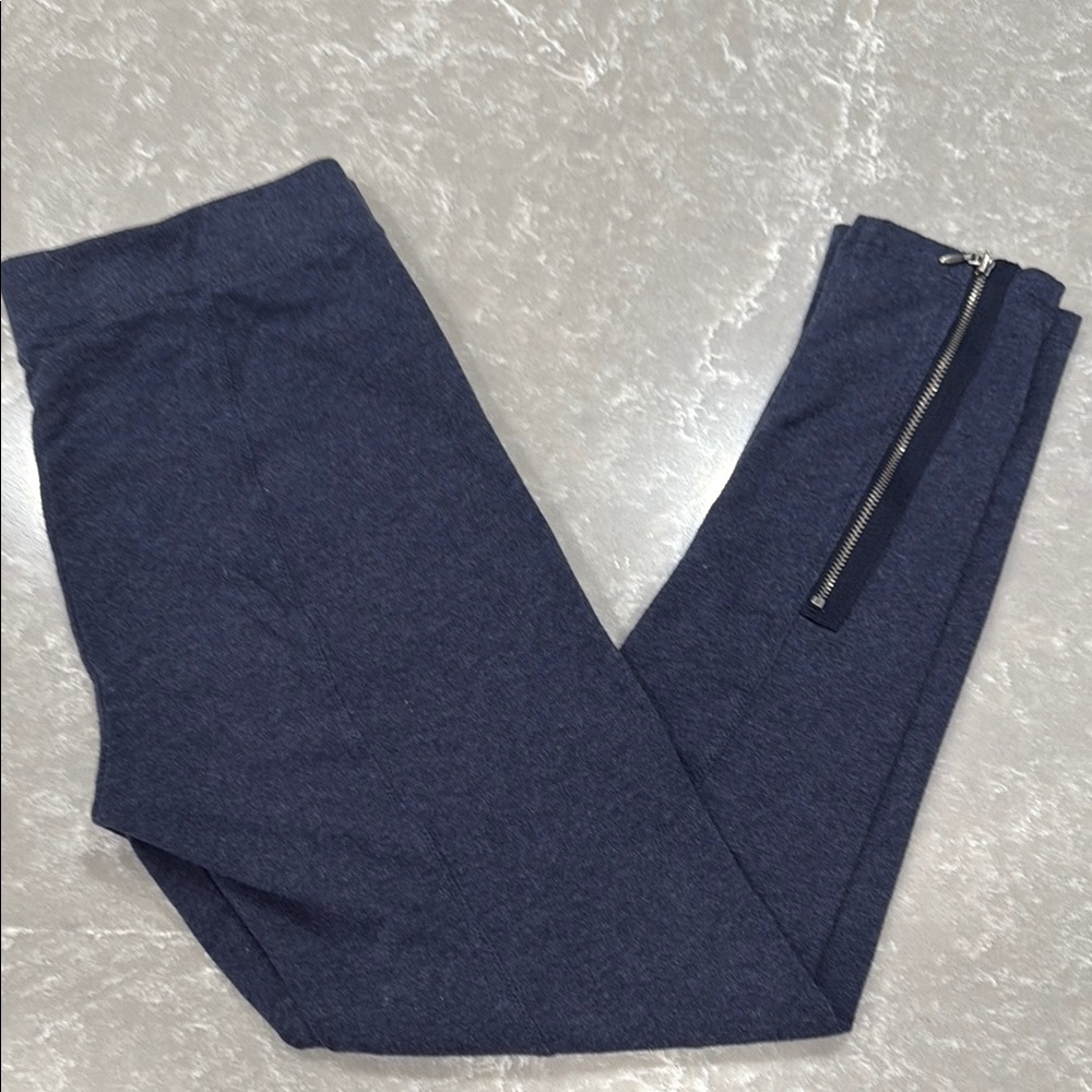 Lou & Grey Dark Blue Leggings with Exposed Silver Zipper LIKE NEW